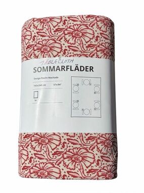 IKEA SOMMARFLÄDER Red Floral Tablecloth 305.230.31 Paulin Machado Design 57x94”